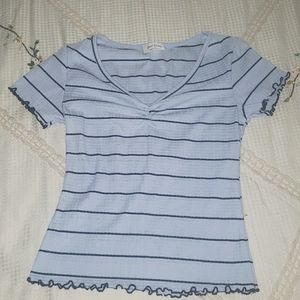 **3/$15** Free Kisses LightBlue Striped Top